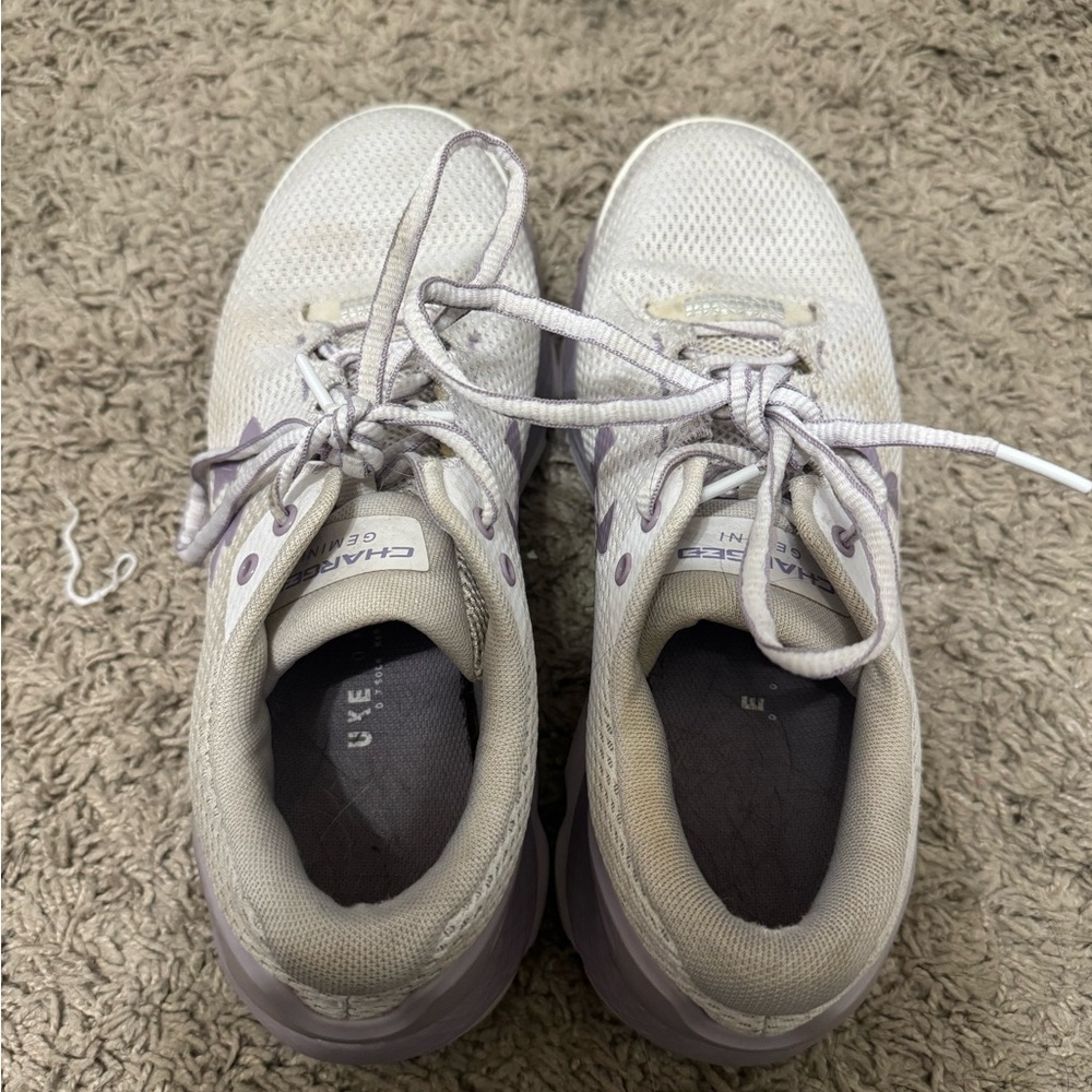 Under Armour Women's Light Gray and Purple Athletic Shoes - Picture 3 of 5